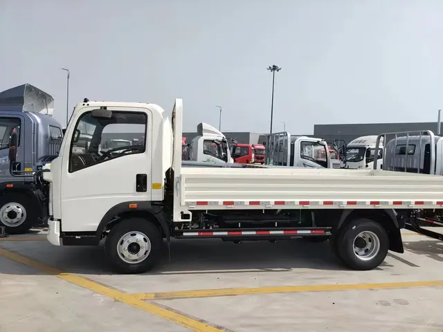HOWO medium-duty cargo truck with stake body, side view
